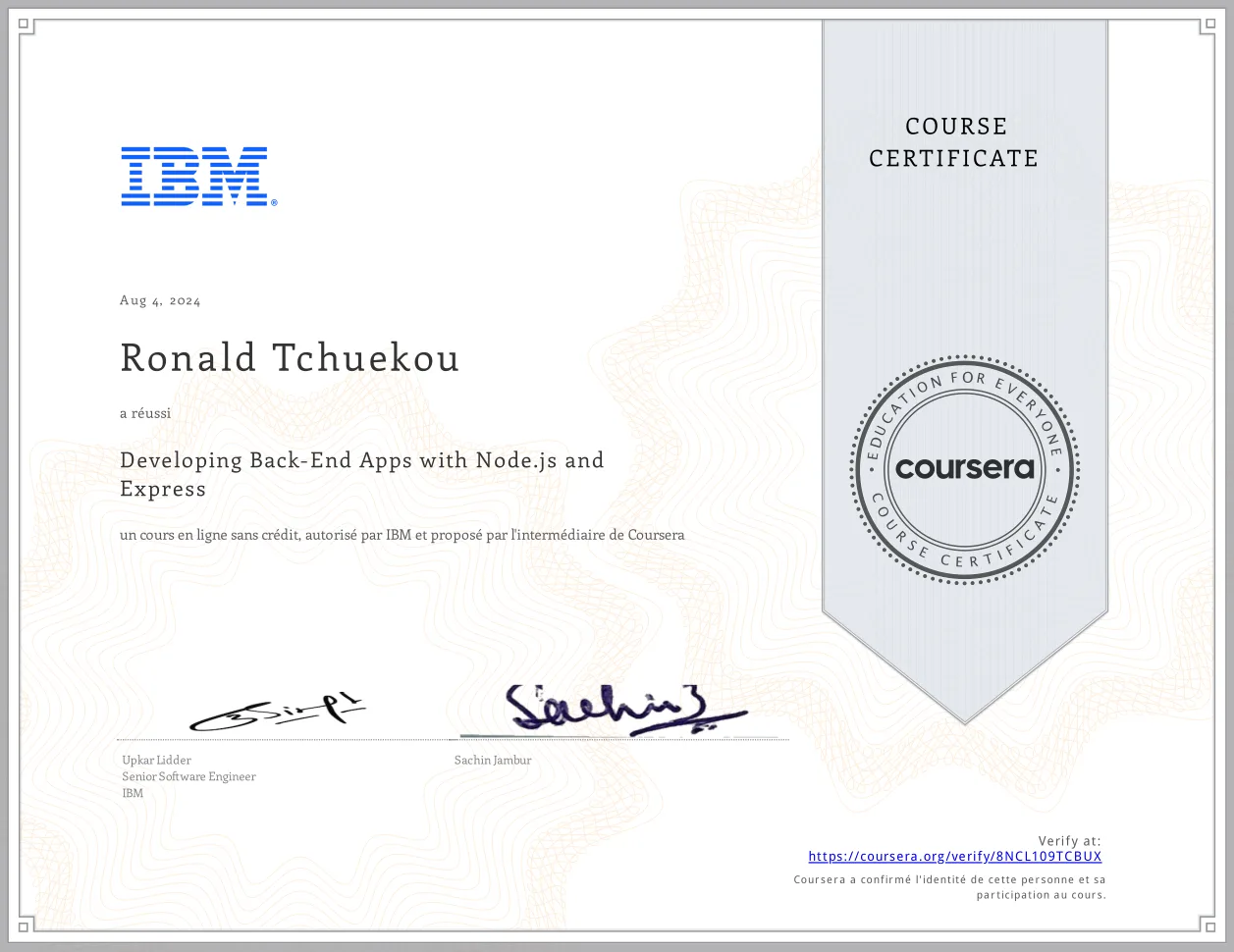 Backend development certification with Node.js